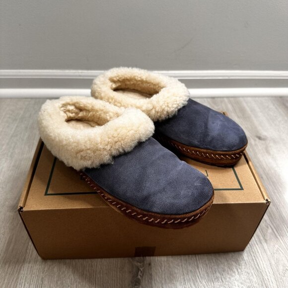 L.L.Bean Wicked Good Slippers Womens Size 7 Blue Squam Lake Shearling 507202 - Picture 1 of 10